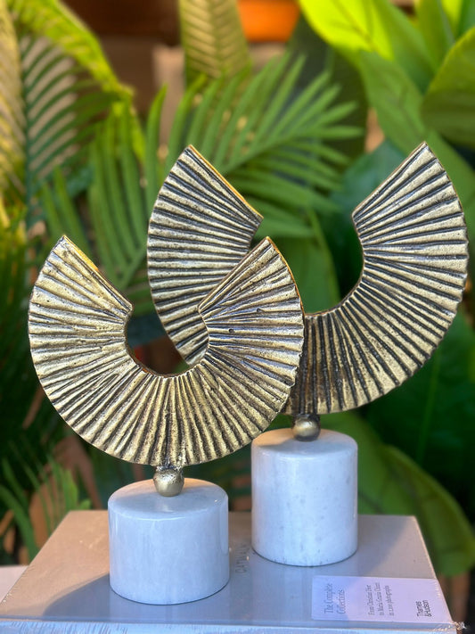 Mermer Tabanlı Yarım Daire Bronz Dekor – 2’li Set