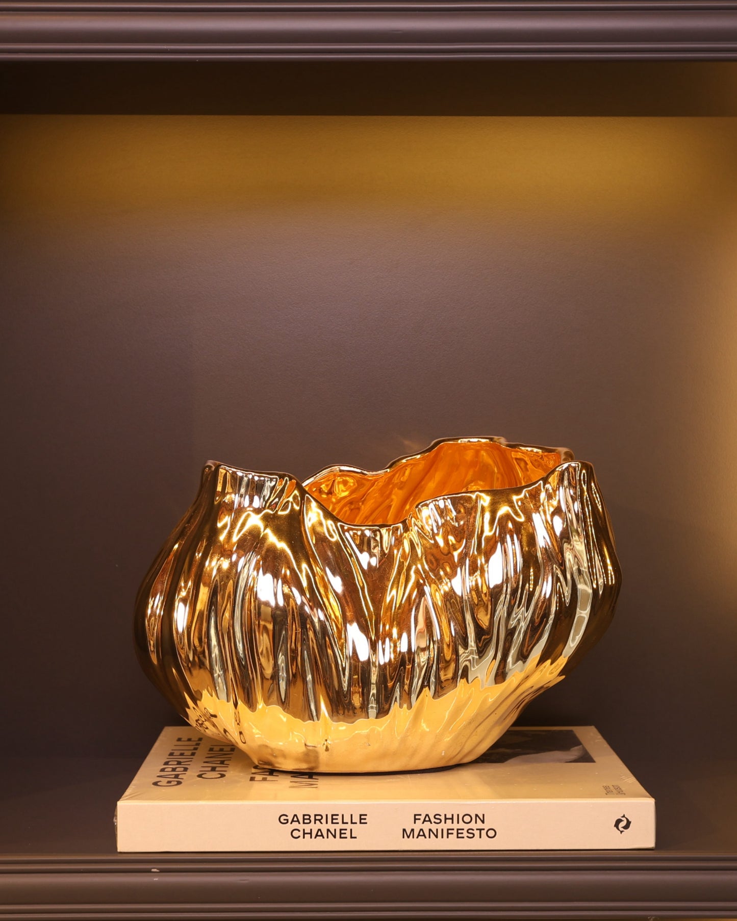 Golden Orchid Bowl – Gold Orkide Formlu Dekoratif Vazo