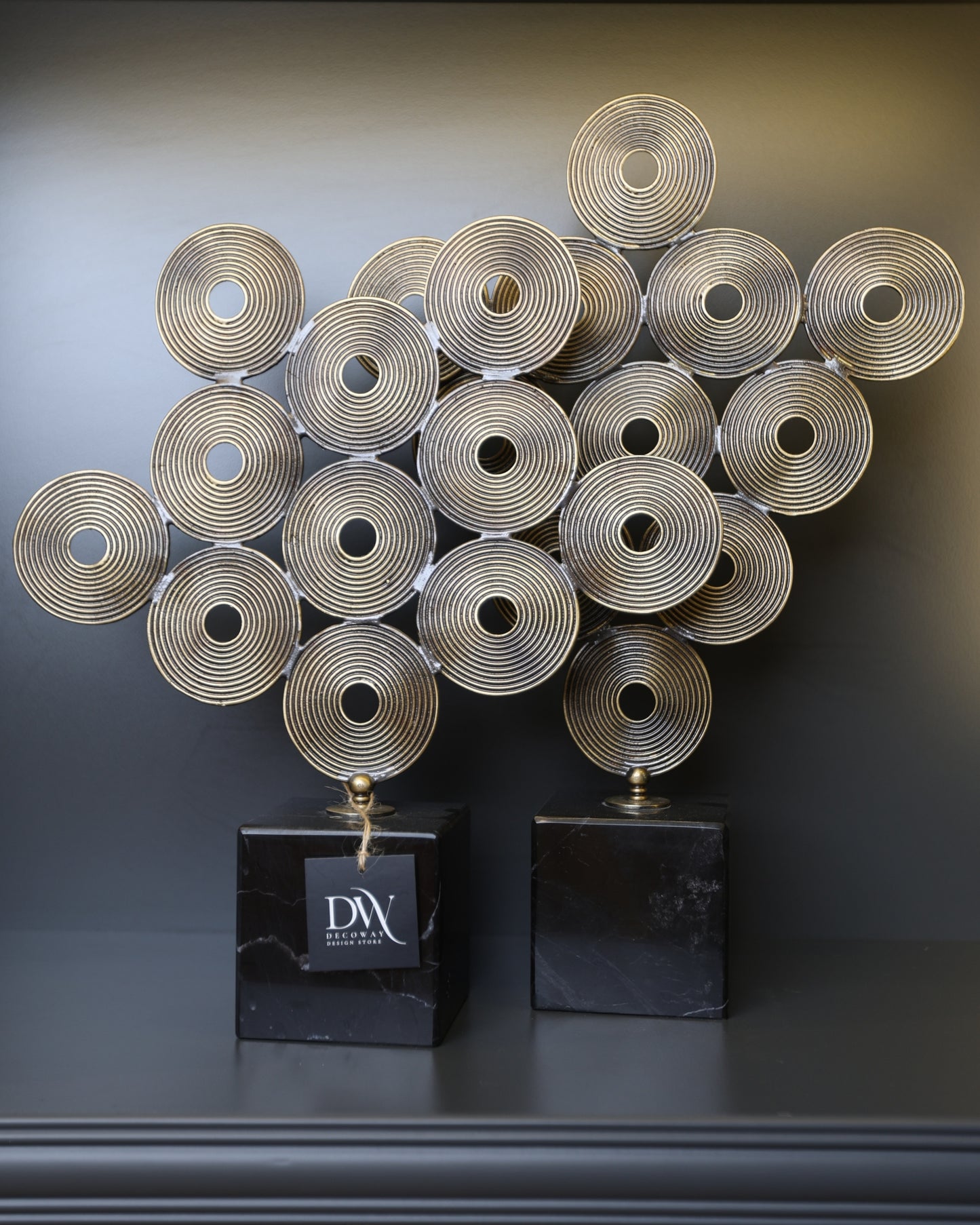 Bronz Disk Çiçek Formlu Dekoratif Obje