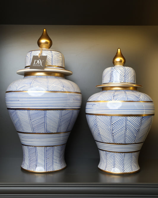 Siyah & Altın Detaylı Kapaklı Seramik Küp – 2’li Set