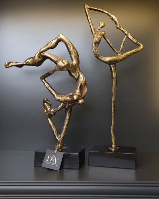 2’li Siyah Mermer Kaideli Bale Figürlü Heykel (Bronz Seri)