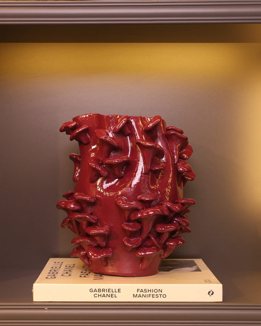 Coral Bloom Vase – Bordo Mercan Formlu Modern Vazo