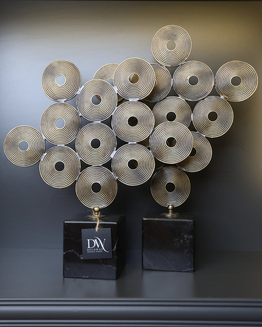 Bronz Disk Çiçek Formlu Dekoratif Obje