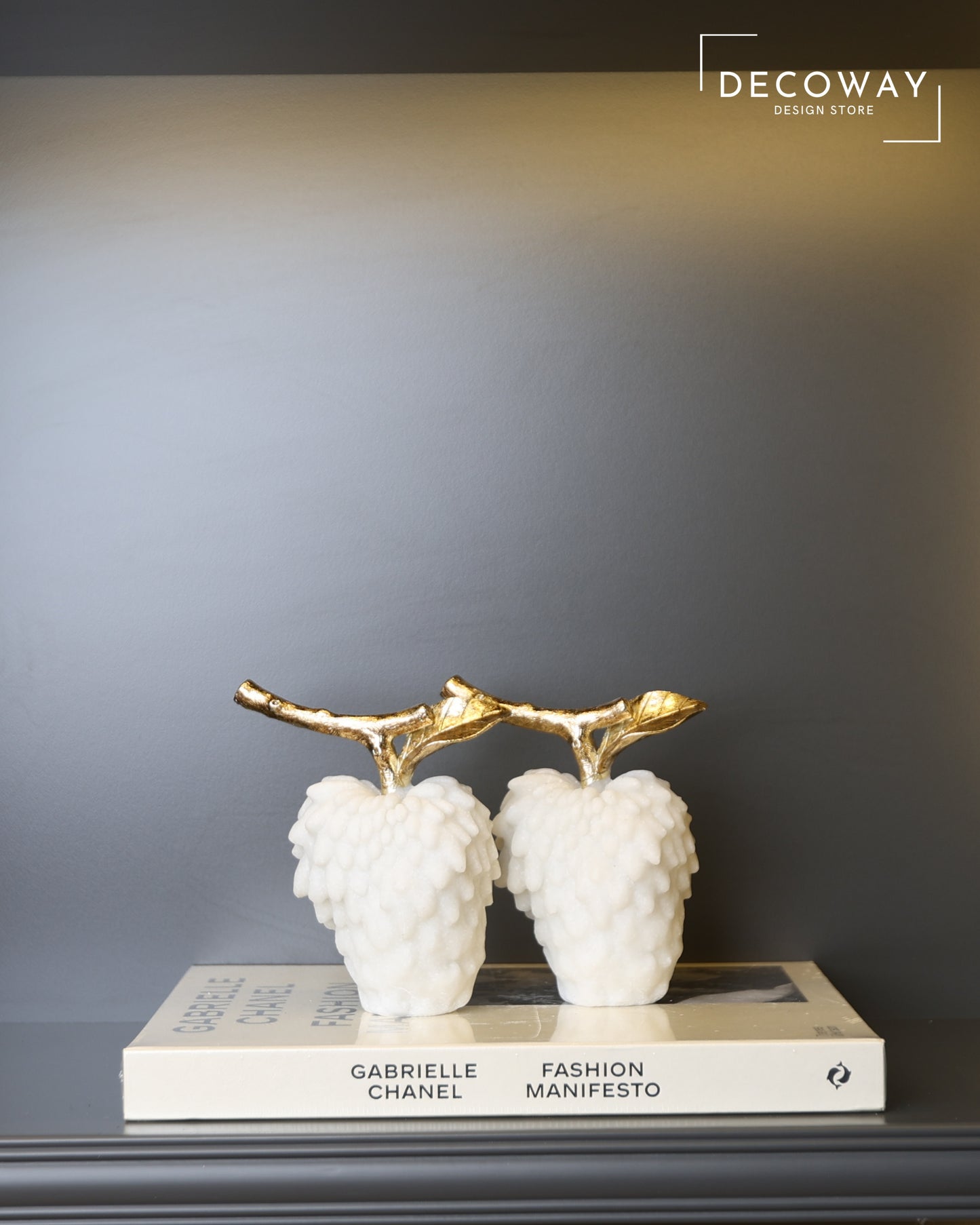 White Marble Leaf – Gold Detaylı Mermer Yaprak Set
