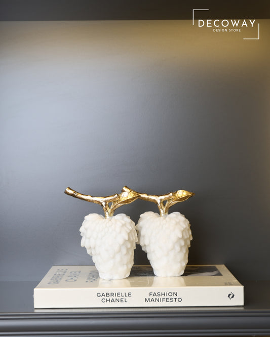 White Marble Leaf – Gold Detaylı Mermer Yaprak Set