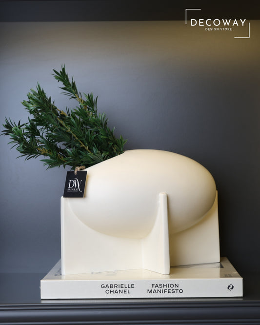 Modern Arch Duo – Krem & Yeşil Yaprak Detaylı Dekor