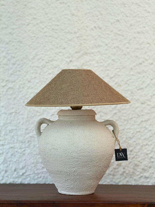Beyaz Dokulu Oval Abajur